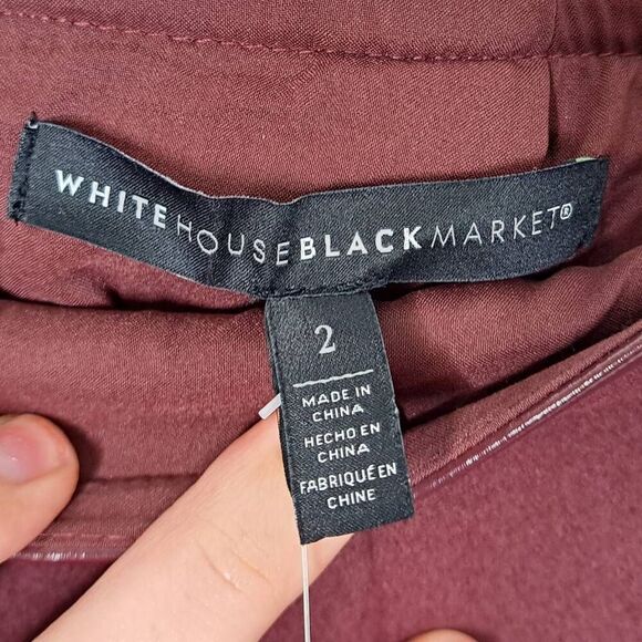 White Hose Black Market Women's Solid Boot Mini Skirt Deep Garnet size 2 NWT - Picture 6 of 7
